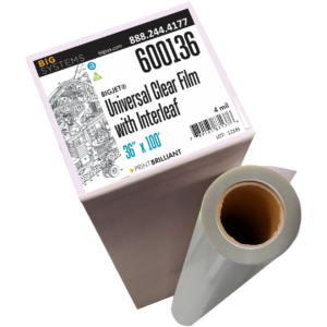Universal Clear Film with Interleaf optically clear polyester inkjet film for overlays and separations