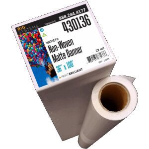 Non-woven matte banner fabric made from polypropylene fibers for lightweight indoor signage and POP displays