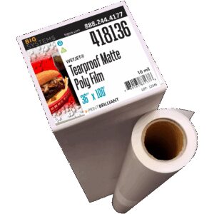 Tear-proof matte polypropylene film for high-resolution indoor signage and durable POP displays