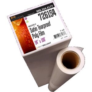 Satin textured polypropylene film showing anti-glare surface and high color clarity for display graphics