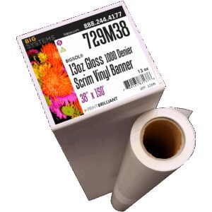 13oz gloss 1000 denier scrim banner showing bright white PVC surface and reinforced polyester scrim construction