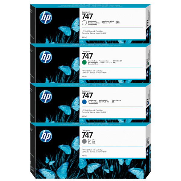 HP 747 Ink Cartridges 300 ml for HP DesignJet Z9+ printers delivering vivid photo quality
