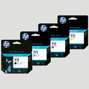 HP 711 29ml DesignJet Ink Cartridges for HP DesignJet T120 and T520 printers delivering sharp lines and consistent color