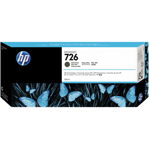 HP 726 300ml Matte Black Designjet Ink Cartridge - CH575A For Designjet T770, T1120, T1200, T1300, T2300, and T795 Series Printers & MFPs delivering crisp lines and deep blacks