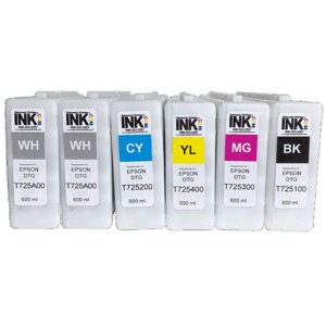 Epson T725 UltraChrome DG 600ml ink cartridges for Epson SureColor F2000 and F2100 DTG printers