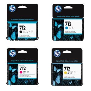 HP 712 DesignJet Ink Cartridges for HP DesignJet T210 T630 and T650 printers delivering precise CAD lines and vivid color