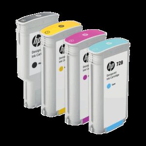 HP 728 130ml DesignJet Ink Cartridges for HP DesignJet T730 and T830 printers delivering crisp CAD lines and consistent color output