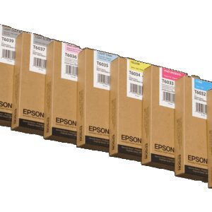 Image showing all Epson T603 UltraChrome K3 ink colors in 220 ml cartridges.