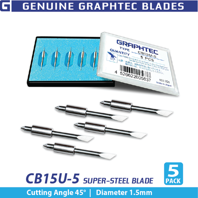 Graphtec CB15U-5 1.5mm Super-Steel 45 degree blades for red top blade holder