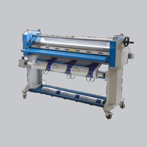 GFP 563TH-4RS 63 inch production top heat laminator with rotary slitters and roll to roll capability