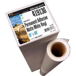 Adhesive-backed matte vinyl with non-glare finish for print and cut decals and mounted signage