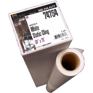White static cling film roll for printable window graphics and temporary retail displays