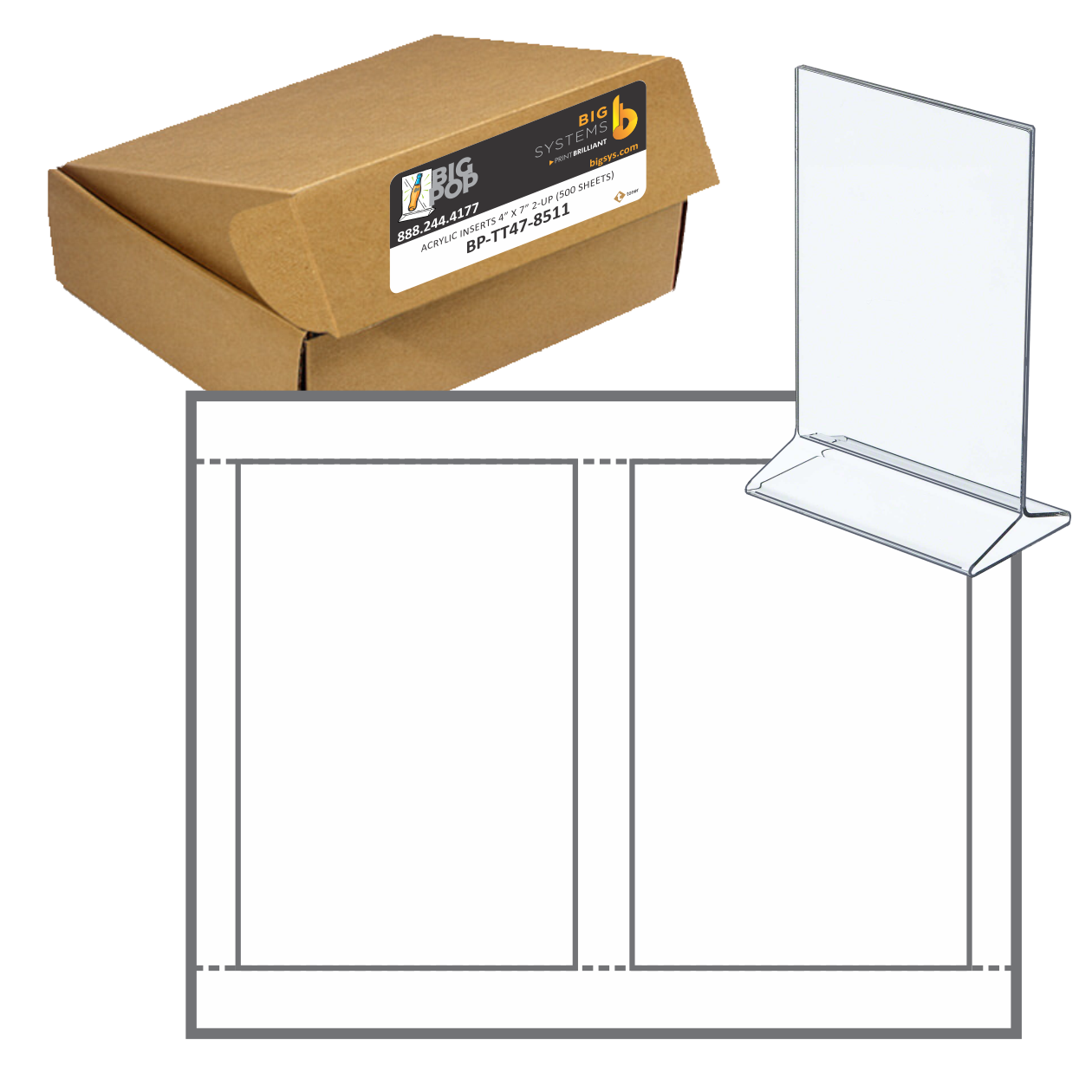 BigPOP Printable White Acrylic Inserts 2-up - Big Systems