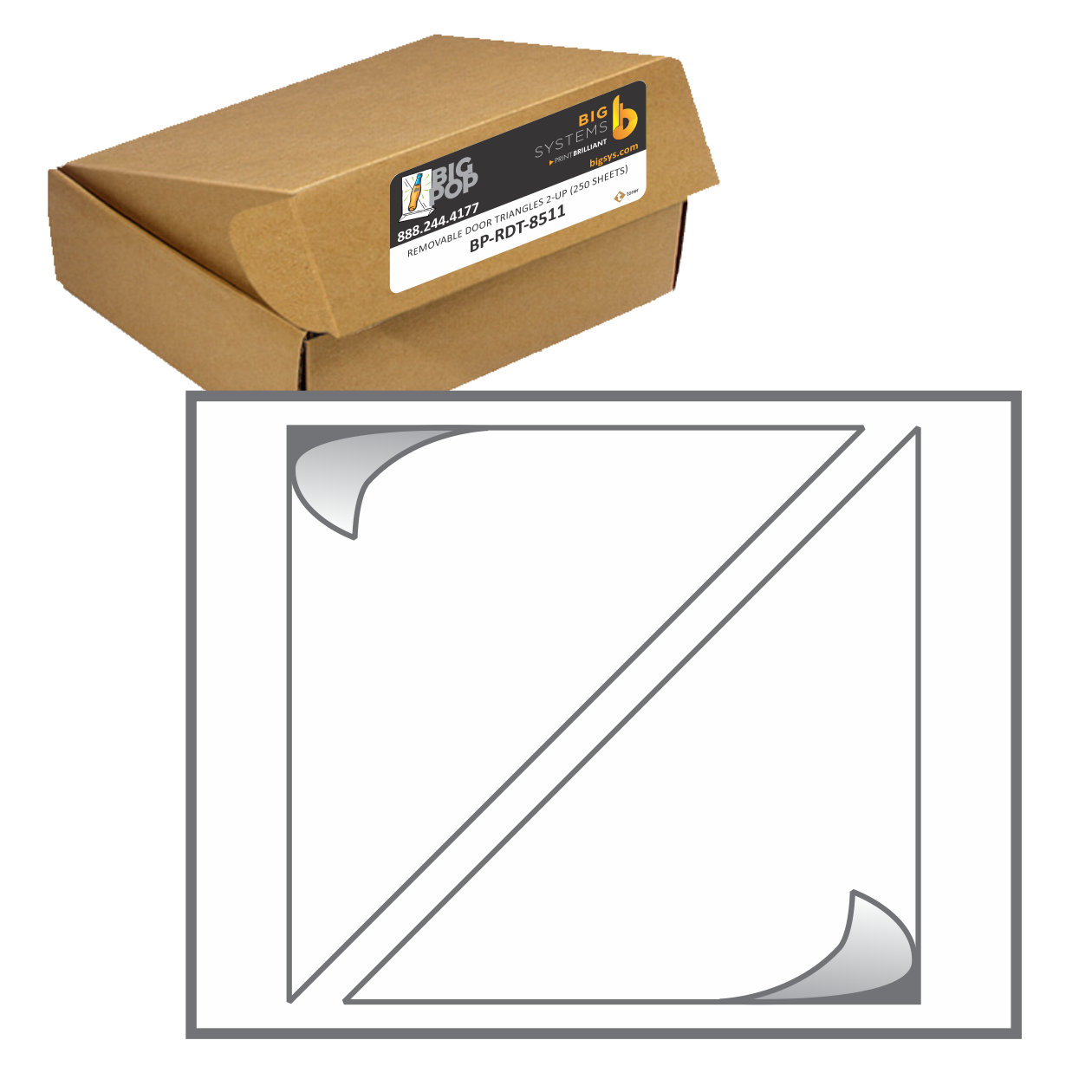 Printable Triangle Cooler Door Stickers 2-Up removable blank cooler door decals for beverage POS printing