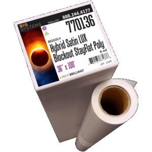 Hybrid satin blockout stay-flat polypropylene film for double-sided trade show and poster graphics