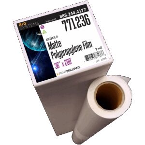 Matte polypropylene banner film double-sided printable with matte finish and tear resistance