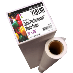Printable satin performance poster paper roll with matte finish for outdoor posters and retail signage