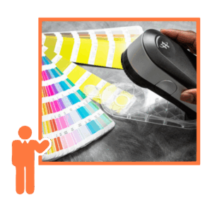 Color Management Workflow Training session demonstrating ICC profiling and printer calibration for wide format printing