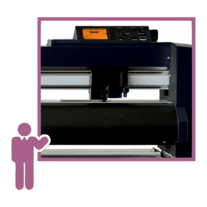 Cut Workflow Training session demonstrating vinyl cutter setup and print and cut workflow optimization