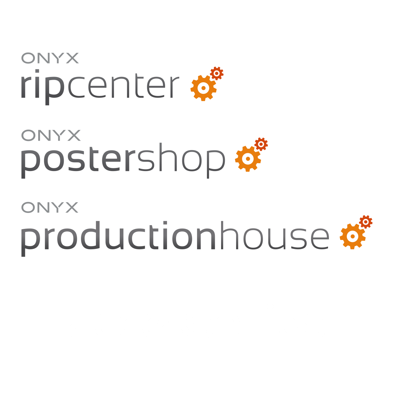 ONYX RIP Software Accessories interface showing additional Adobe APPE engine processing and expanded printer queue configuration