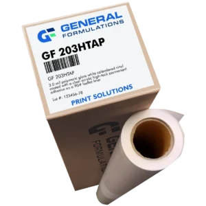 Gloss white high-tack vinyl for permanent signage and graphics on difficult substrates.