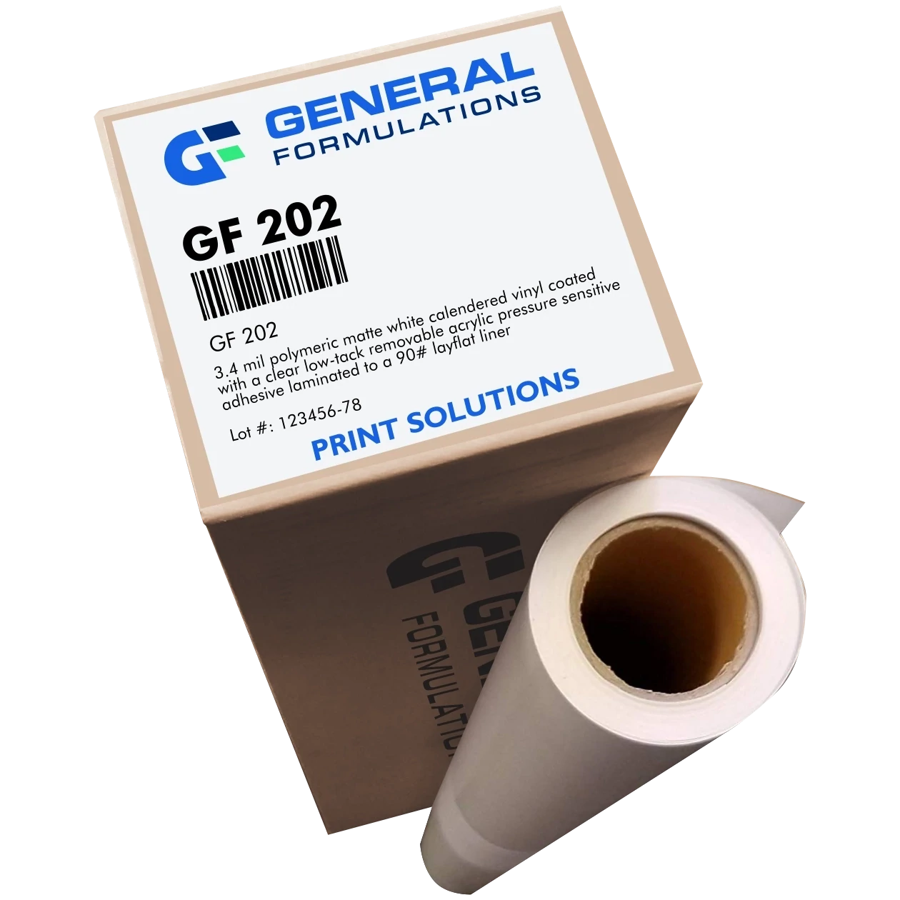 Matte white removable vinyl with low-tack adhesive for temporary signage and window graphics.
