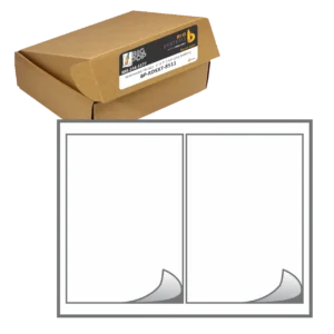 Printable white removable labels 2-up 5 x 7 synthetic adhesive sheets