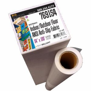 Matte textured outdoor floor graphic media with high-tack adhesive for slip-resistant advertising graphics