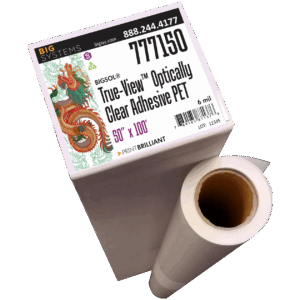 True-View optically clear PET film with removable adhesive for glass window graphics