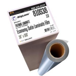 Economy Satin Gloss Laminate Film 2/1 3 mil low melt thermal laminate with satin finish for print protection