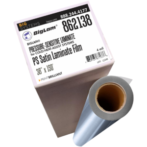 Satin Pressure Sensitive Laminate applied over printed graphic with smooth satin finish and clear visibility