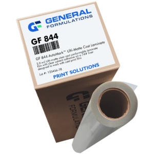 General Formulations 844 AutoMark Ulti-Matte Clear Cast Laminate applied over vehicle wrap graphics with a smooth matte finish.