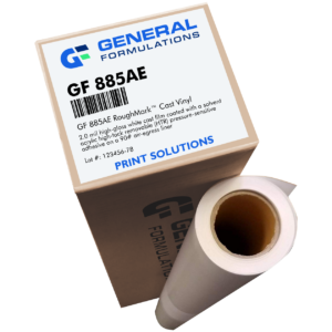 General Formulations GF 885AE RoughMark Cast gloss white conformable wall vinyl for textured brick and concrete wall graphics.