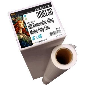 Matte water-resistant removable cling polypropylene film applied to storefront glass with smooth non-glare finish and clean removal