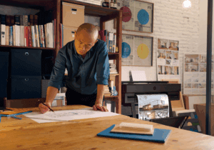 HP DesignJet T870 printing in background