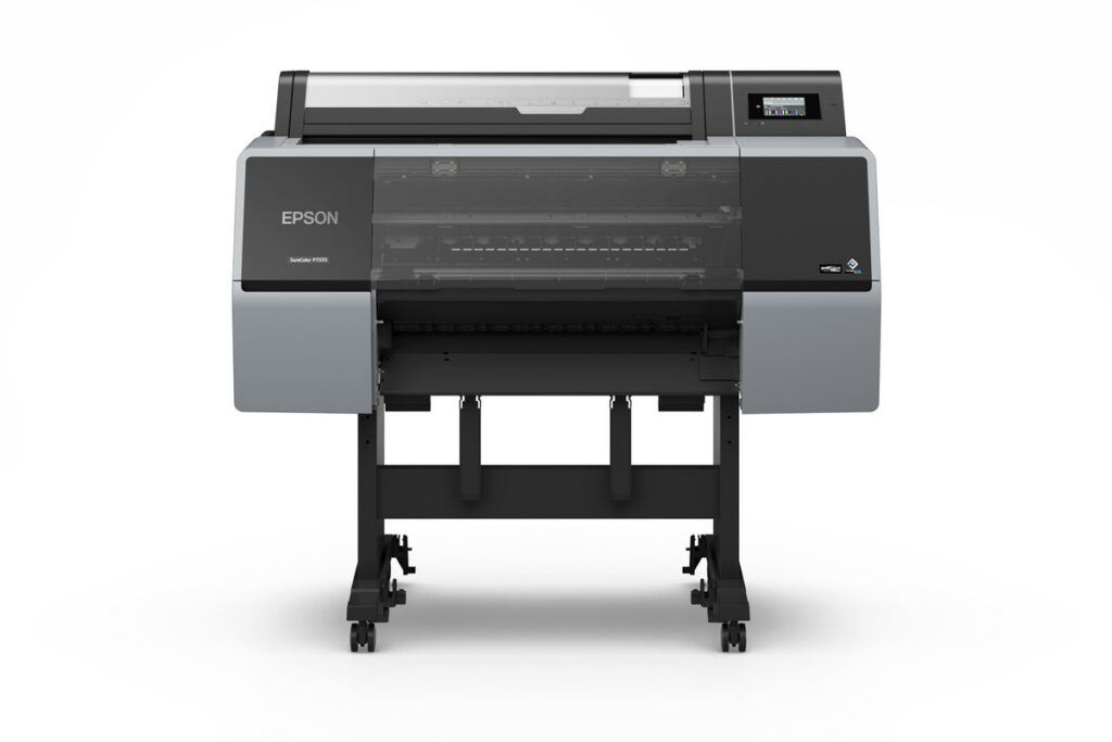 Epson SureColor P7370 24-Inch Wide-Format Printer front view with stand