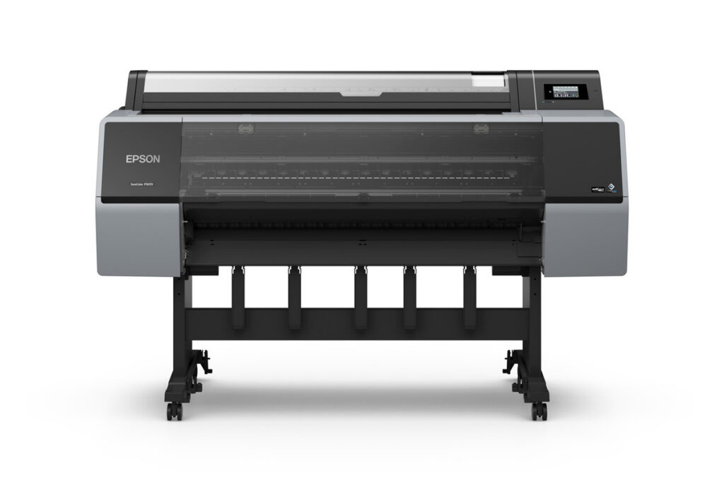 Epson SureColor P9370 44-Inch Wide-Format Printer front view with stand