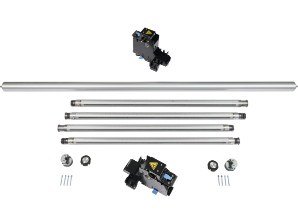 HP Latex Jumbo Dual Roll Split Spindles installed on printer