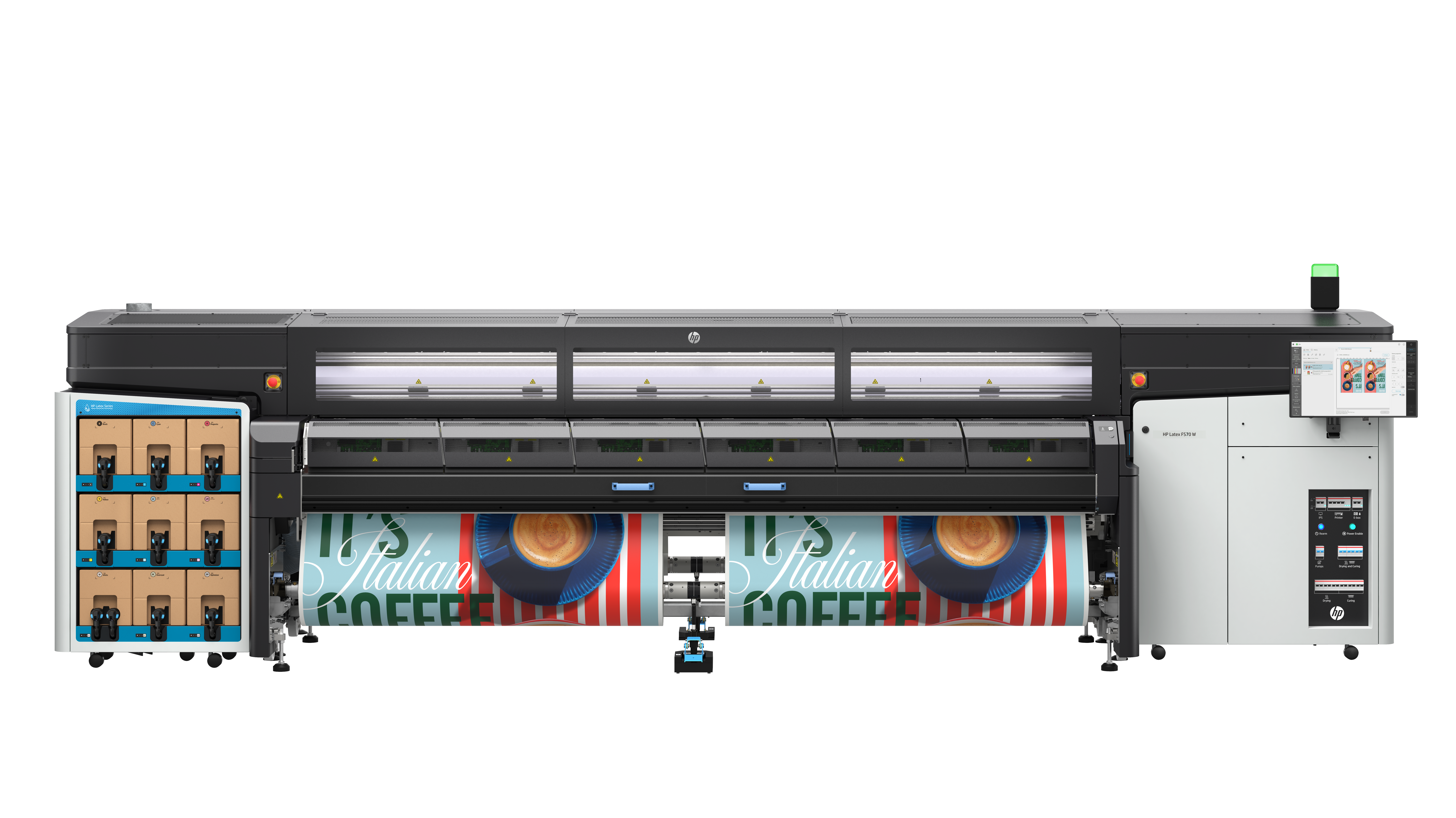 HP Latex FS70 W Printer front view wide format production printer